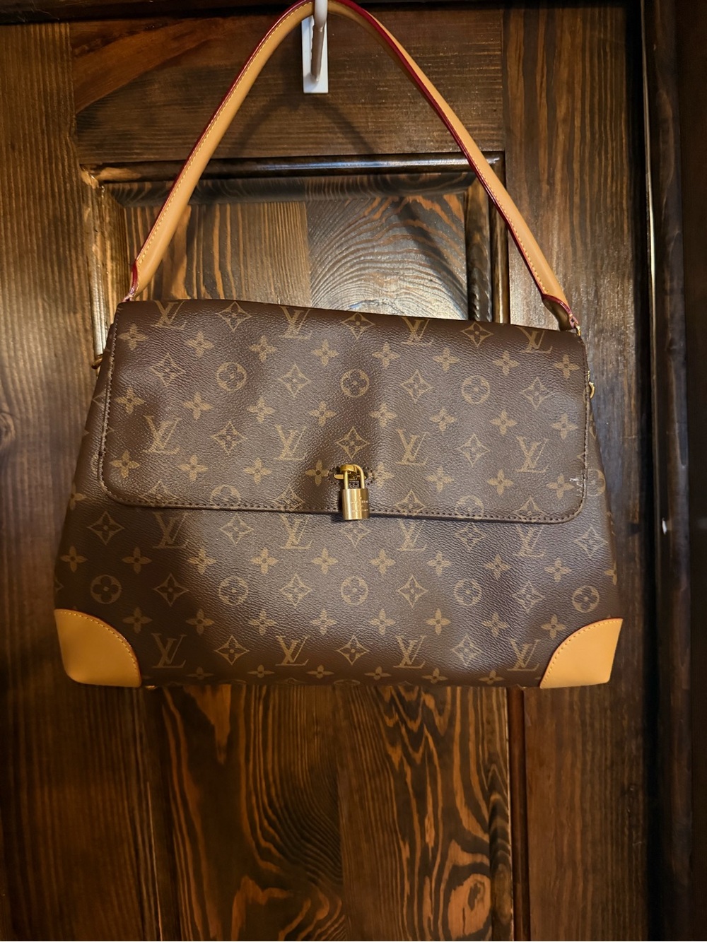 Large Brown Monogram Canvas Shoulder Bag